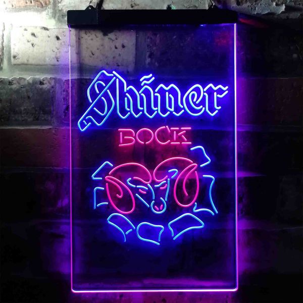 Shiner Bock Ram Dual LED Neon Light Sign